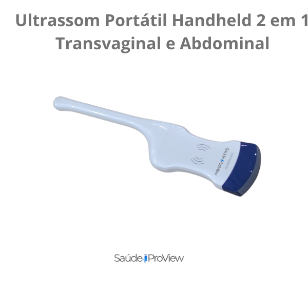 Ultrassom Portátil 2 em 1 , Dual Head, Phase Array, 128 Elementos, Multifuncional Transvaginal e Abdominal, WiFi, Handheld