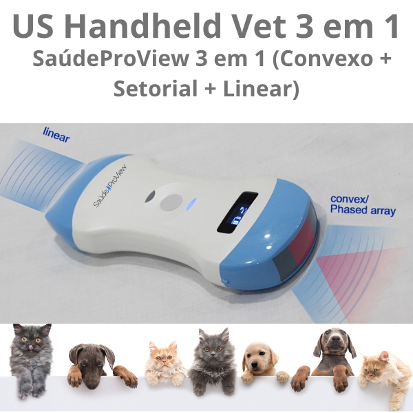 Ultrassom Portátil Veterinário SaúdeProView Handheld, WiFi, 128E 3 em 1