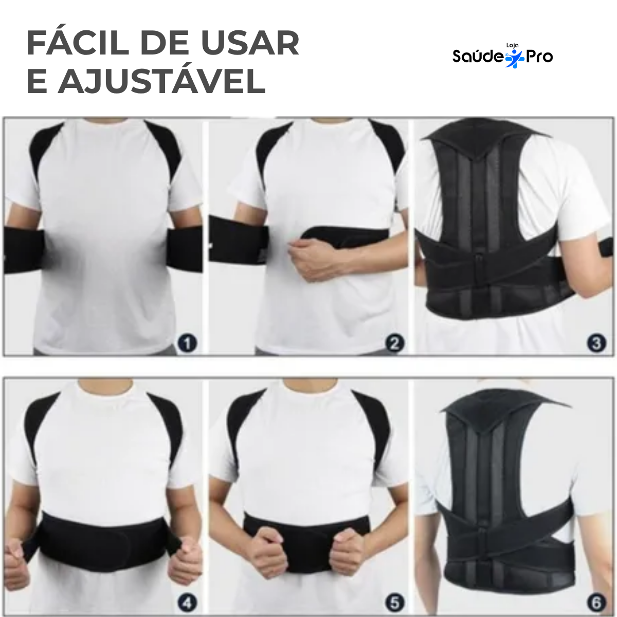 Cinta Corretor Postural Ortopédico Ajustável Alinhar Coluna Lombar e Dorsal Unissex, Alivio de Dores