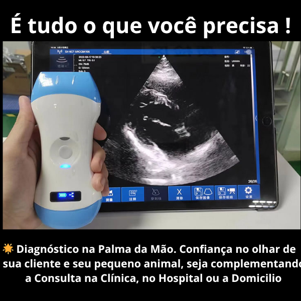 Ultrassom Portátil Veterinário SaúdeProView Handheld, WiFi, 128E 3 em 1