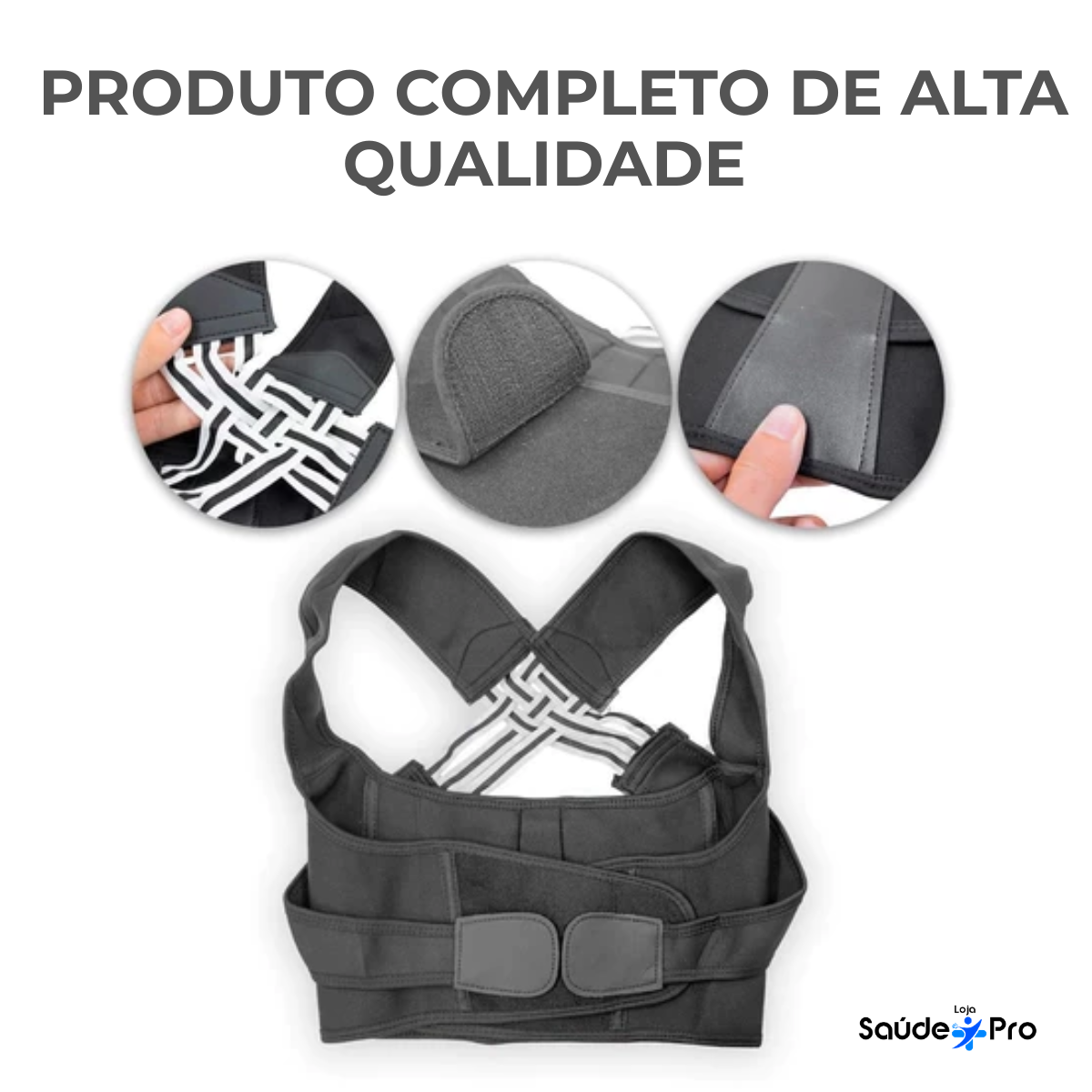 Cinta Corretor Postural Ortopédico Ajustável Alinhar Coluna Lombar e Dorsal Unissex, Alivio de Dores