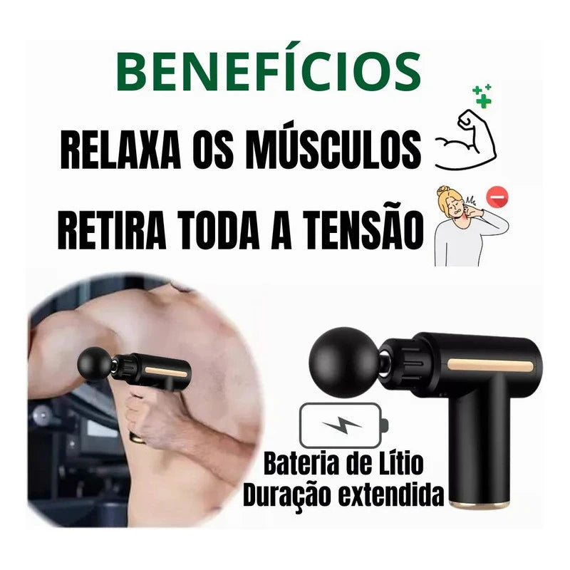 Pistola Massageadora Corporal Vibratória para Relaxamento Muscular Massage Gun