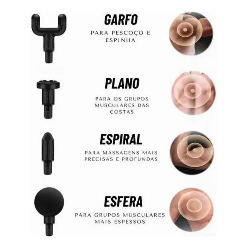 Pistola Massageadora Corporal Vibratória para Relaxamento Muscular Massage Gun