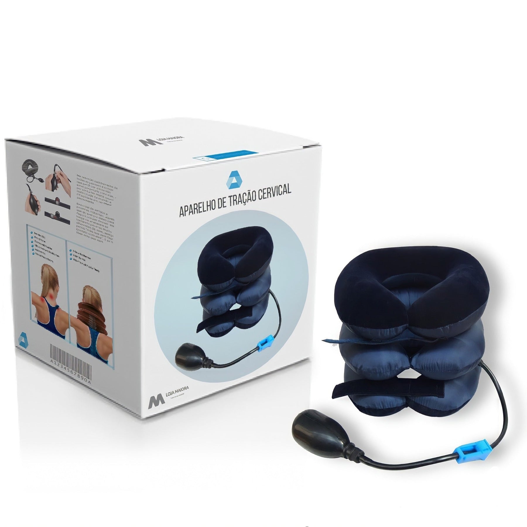 Colar Inflável para Alongamento do Pescoço, Corrigir Postura e Aliviar Dores