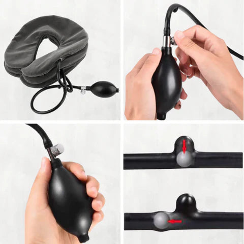 Colar Inflável para Alongamento do Pescoço, Corrigir Postura e Aliviar Dores