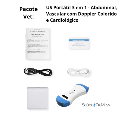 Ultrassom Portátil Veterinário  SaúdeProView Handheld, WiFi, 128E 3 em 1