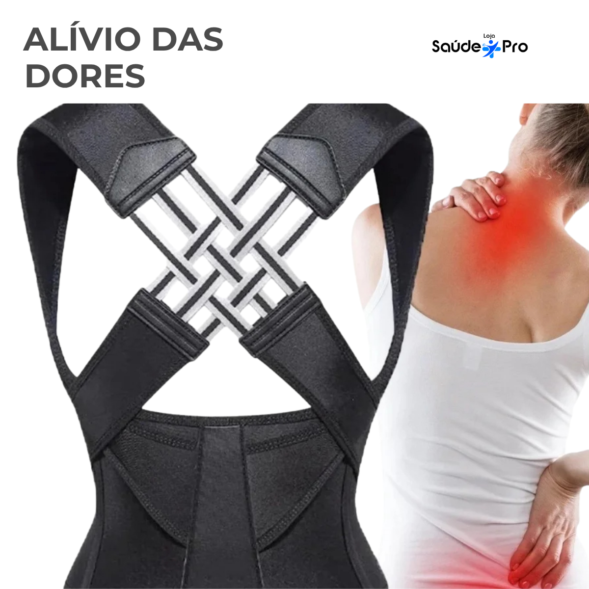 Cinta Corretor Postural Ortopédico Ajustável Alinhar Coluna Lombar e Dorsal Unissex, Alivio de Dores