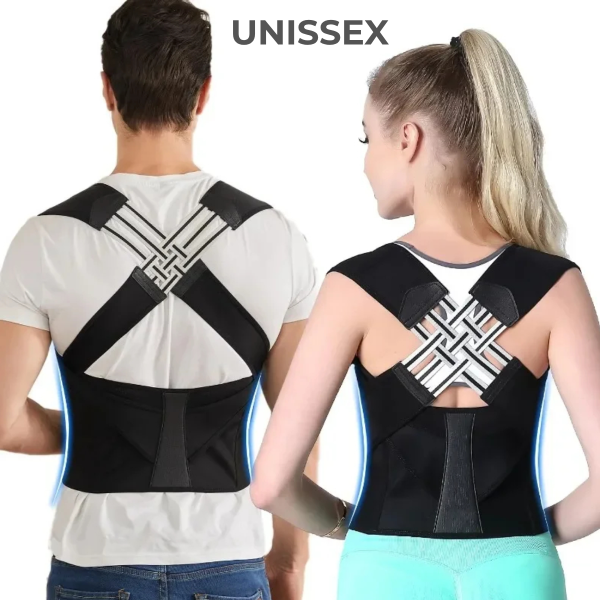 Cinta Corretor Postural Ortopédico Ajustável Alinhar Coluna Lombar e Dorsal Unissex, Alivio de Dores