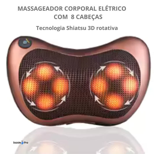Massageador Corporal Elétrico com 8 Cabeças, Termoterapia, Magnetoterapia, Shiatsu Portátil, Novo