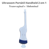 Ultrassom Portátil  2 em 1 , Dual Head, Phase Array, 128 Elementos,  Multifuncional Transvaginal e Abdominal, WiFi, Handheld