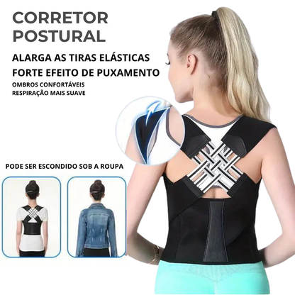 Cinta Corretor Postural Ortopédico Ajustável Alinhar Coluna Lombar e Dorsal Unissex, Alivio de Dores