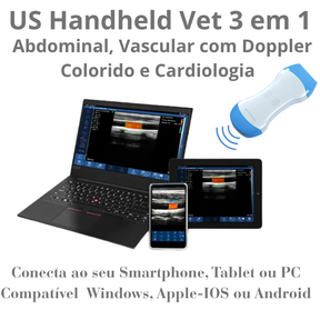 Ultrassom Portátil Veterinário  SaúdeProView Handheld, WiFi, 128E 3 em 1