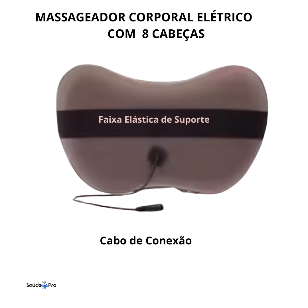 Massageador Corporal Elétrico com 8 Cabeças, Termoterapia, Magnetoterapia, Shiatsu Portátil, Novo