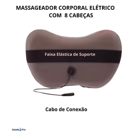 Massageador Corporal Elétrico com 8 Cabeças, Termoterapia, Magnetoterapia, Shiatsu Portátil, Novo
