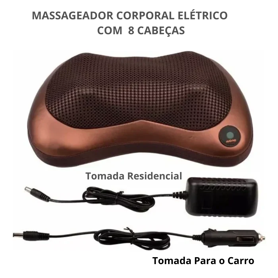 Massageador Corporal Elétrico com 8 Cabeças, Termoterapia, Magnetoterapia, Shiatsu Portátil, Novo